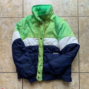 Women's Vintage 1980's Activa Sport Ski Parka Jacket Blue Green Blue Size Small